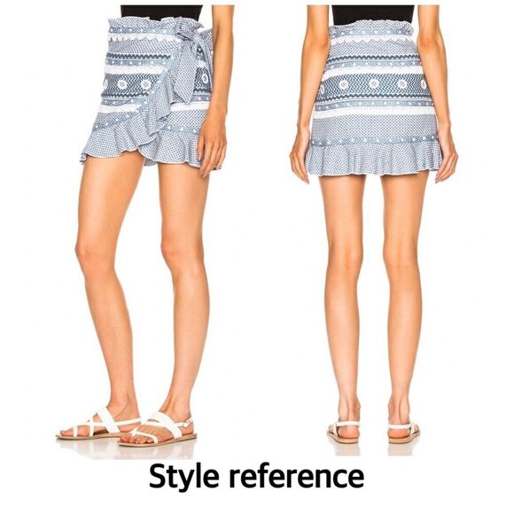 Dodo Bar Or Abigail Wrap Mini Skirt in black‎ and white,  size M - Picture 13 of 13